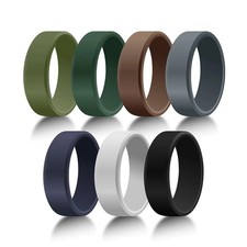 7 Pack Rubber Wedding Bands for Men, 8mm Hypoallergenic Men's Silicone Ring for Men's Ring price