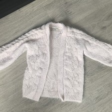 George Girls Pink Cable Knit Open-Front V-Neck Cardigan Jumper 5-6Y Girls' Cardigan price
