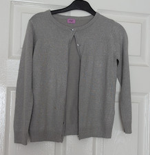 F&F Girls 5-6 Years Grey Knit Crew Neck Long Sleeve Button Cardigan Girls' Cardigan price