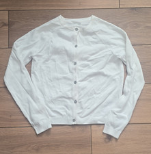 NEXT Girls White Knit Cardigan Jumper Button Front Long Sleeve Round Neck 8Y Girls' Cardigan price