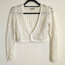 Peacocks Girls White Cotton Knit V-Neck Button Lightweight Cardigan 9-10Y Girls' Cardigan price