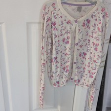 TU Girls 11 Years Cream Floral Knit V-Neck Long Sleeve Button Cardigan Girls' Cardigan price