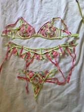 For Love & Lemons Emroidered Whimsical Croquette Petunia 34DD Size Small Garter Garter Belt price