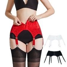 High Waist 6 Straps Suspender Belt Sheer Mesh Floral Lace Garter Women Nightwear Garter Belt price