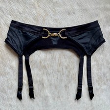 VINTAGE Honey Birdette Libertine Suspender Belt Black Gold Hardware Garter M Garter Belt price