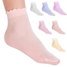 Girls Low Cut Frill Socks Thin Elastic Pastel Colours Pack of 5 Pairs FS1306 Girls' Socks price