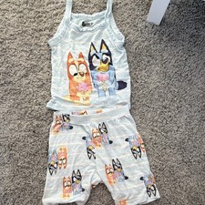 Bluey Bingo Girls Blue Graphic Print Sleeveless Snug Fit 2 Piece Pajama Set 6 Girls' Pajamas price
