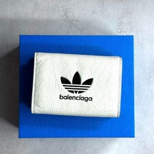 BALENCIAGA x ADIDAS Trefoil Trifold Wallet White Leather 721893 Unisex Wallet price
