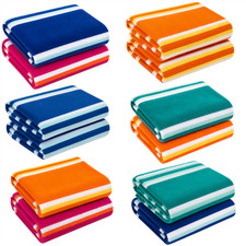 Stripe Beach Towels 2 Pack 75 x 150 cm Cotton Rich Velour Large Beach Towel price