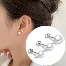 925 Sterling Silver Beatutiful Pearl Stud Earrings Women Girls Jewellery Gift Costume Earrings price