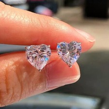Crystal Heart Earrings Stud 925 Sterling Silver Women Girls Jewellery gifts UK Costume Earrings price