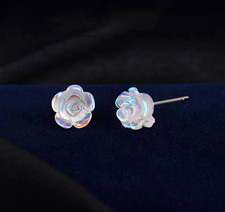 925 Sterling Silver Crystal Rose Flower Stud Earrings Women Jewellery Girl Gift Costume Earrings price