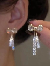 925 Sterling Silver Crystal Bow Stud Earrings Jewellery Women Girls Gift UK Costume Earrings price