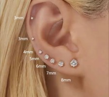 Pair Genuine 925 Sterling Silver Plated Zirconia Stud Earrings Small Round CZ UK Costume Earrings price