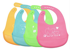 Baby Bibs soft silicone feeding Roll Up Food Catcher Pocket (4 different colors) Feeding Bib price