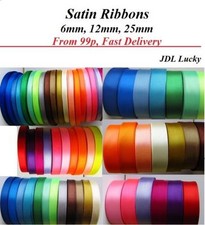 30mtrs SATIN RIBBONS 6mm, 12mm, 25mm Many Colours FREE DELIVERY Ribbons price