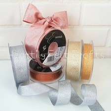3,7,15,25,40mm Berisfords Sparkly Lame Ribbon Rose Gold Silver Copper Glitter Ribbons price