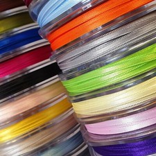 3mm DOUBLE SIDED SATIN RIBBON - 43 COLOURS - Thin Slim Narrow Plain Solid PER 1M Ribbons price