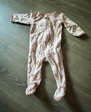 Child of Mine by Carter's 3-6M Zip Footed Long Sleeve One Piece Pink Bunny Baby Pajamas price