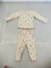 Girls H&M beige floral print organic Cotton pyjamas Age 2-4 Months VGC Baby Pajamas price