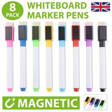 8 Colour Magnetic White Board Marker Pens Pen Dry Eraser Easy Wipe Whiteboard UK Whiteboard Marker price