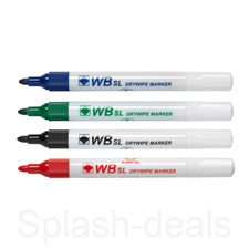 Whiteboard Dry Wipe Marker Pens - Bullet or Chisel Tip - Black Blue Green Red Whiteboard Marker price