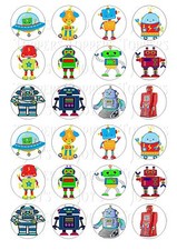 24 ROBOT ROBOTS CUPCAKE TOPPER WAFER RICE EDIBLE FAIRY CAKE BUN TOPPERS Kitchen Robots price