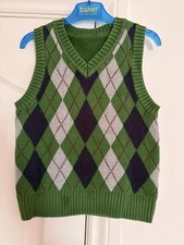 Boys Argyle Patterned Tank Top. Age 6 years. Green With Navy And Grey. Boys' Tank Top / Undershirt price
