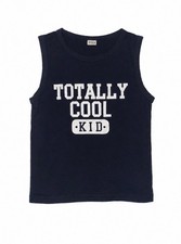 SHEIN Boys Navy Blue Tank Top Vest 'Totally Cool Kid' Graphic Boys' Tank Top / Undershirt price