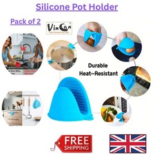 2PCS Silicone Pot Holder Mini Oven Mitt Kitchen Heat Resistant Finger Grips UK Kitchen Glove price
