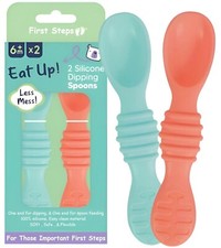 2Pcs BABY FEEDING WEANING SPOONS Set Toddler 6 Months+ Silicone Easy Soft Hold Feeding Set price