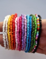 Ladies Large Bead Anklet 11 inch STRETCHY Boho Beach Holiday Colors Mix Anklet price