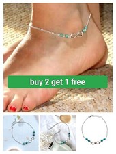 get 1 free Silver/gold Women Ankle Bracelet Anklet Foot Chain Boho Beach Beads Anklet price