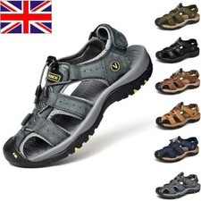 Men Summer Sandals Outdoor Walking Hiking Close Toe Beach Leather Shoes Size UK Outdoor Sandals price
