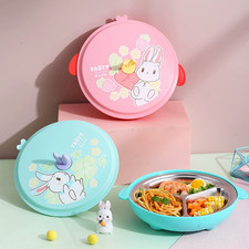 304 Stainless Steel Kids Divided Plate Cartoon Design Baby Feeding Training Bowl Feeding Plate price