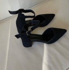 Women's Black Suede Evening Shoes. Ankle strap. 2" Cuban Heel, EU 40, UK 6.5 Evening Shoes price