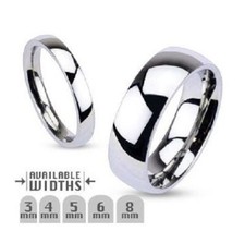 New Stainless STEEL Wedding Ring Glossy Mirror Polished Traditional Band Ring Silver Wedding Band price