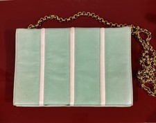 Escada Chain Shoulder Clutch Evening Bag Purse Turquoise Leather Gold Chain Evening Bag price