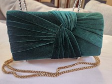 Green Velvet Pretty Evening Clutch With Gold Metal Strap 8" x 4.5" X 2 " Evening Bag price