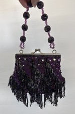 Beaded Evening Bag Purple Satin Tassel Sequin Embellished Wrist Handbag Evening Bag price