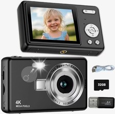 4K Digital Camera 16X Zoom Compact Camera 32GB SD Card Rechargeable Black Digital Cameras price