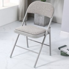 1 Cushioned Fabric Folding Chair Guest Visitor Study Seating Grey Metal Frame Office Visitor Chair price