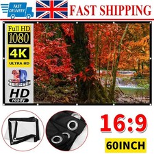 Projector Screen 60" 16:9 3D Hanging HD Home Cinema Theatre Outdoor Projection Projector Screen price
