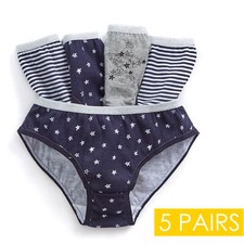 Kids Girls 100% Cotton Briefs Knickers Underwear 5 Pack Set Stars UK 2-13 Years Girls' Underwear price