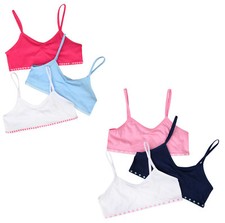 GIRLS CROP BRA TOPS 3 PACK COTTON SPOT PRINT MIXED COLOUR ESSENTIALS NEW Girls' Underwear price