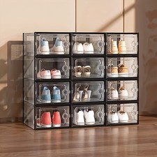 10pcs Stackable Foldable Boxes Clear  Trainer Organiser Plastic Shoe Storage Box Shoe Storage Box price
