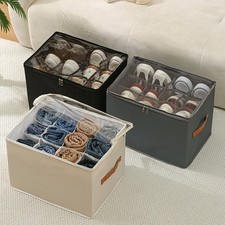 12 Pair Foldable Shoe Storage Box with Transparent Lid for Entryway Closet Shoe Storage Box price