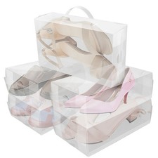 Heavy Duty Ladies Stackable Foldable Plastic Shoe Storage Boxes Organiser Clear Shoe Storage Box price