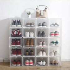 6X Plastic Shoe Storage Boxes Drawer Stackable Foldable Organiser Clear Duarble Shoe Storage Box price