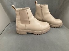 REISS GIRLS LEATHER CHELSEA BOOTS  size UK 12 CREAM WITH ZIP Girls' Boots price